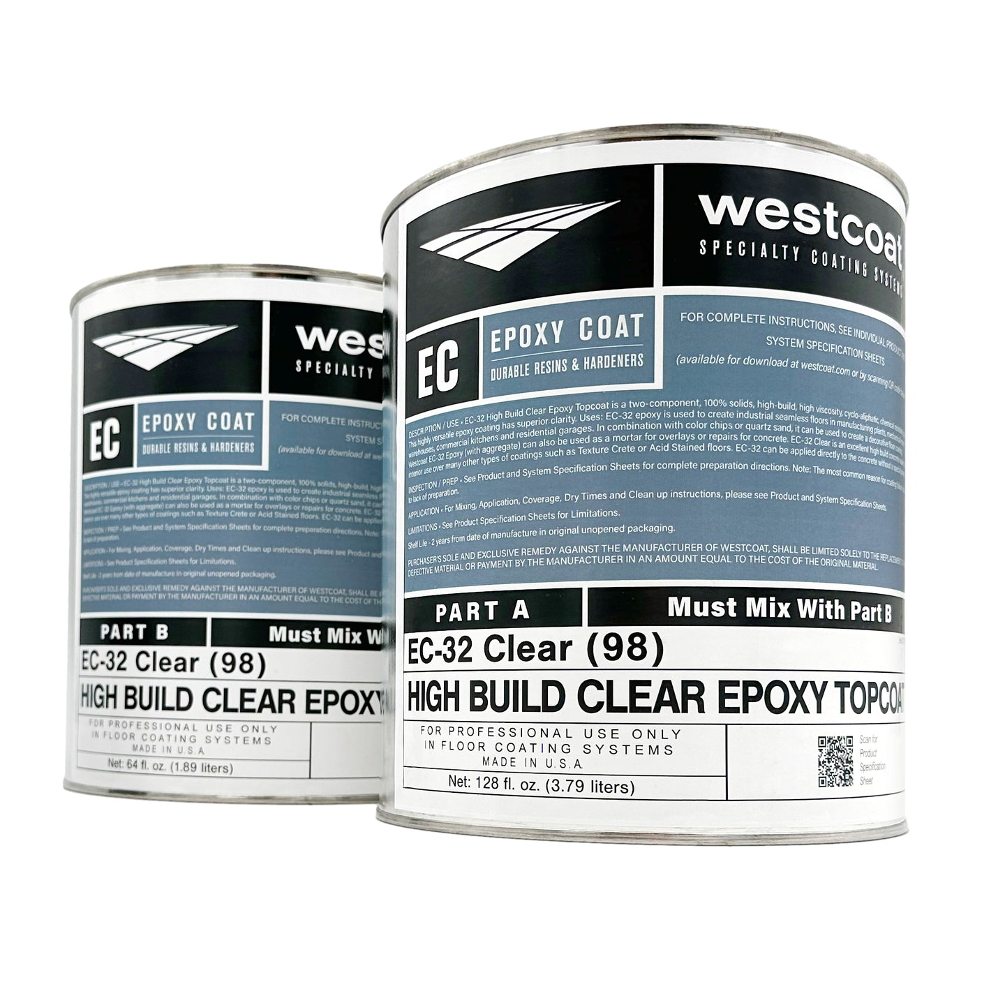 Westcoat EC-32 High Build Clear Epoxy 1.5 Gallon Kit
