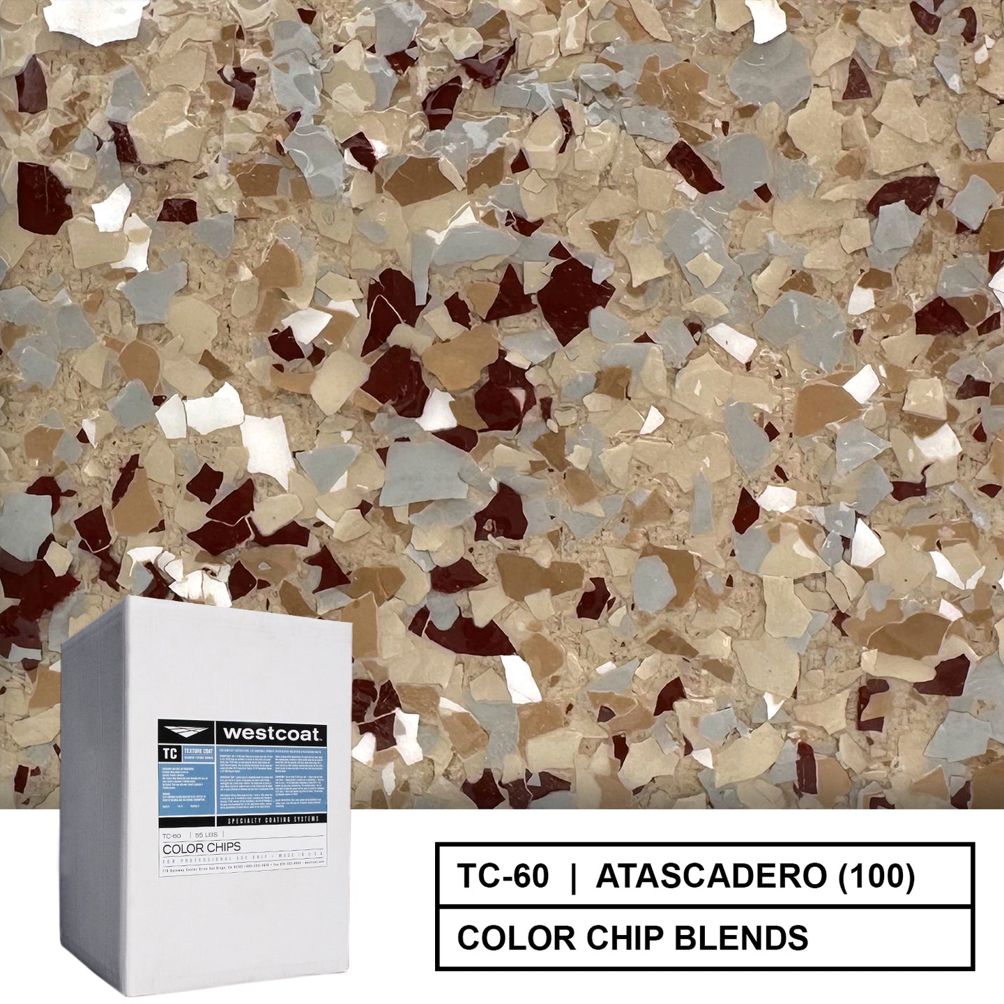 Westcoat TC-60 Epoxy Flake Color Chip Blend - 55 lbs – Concrete Exchange