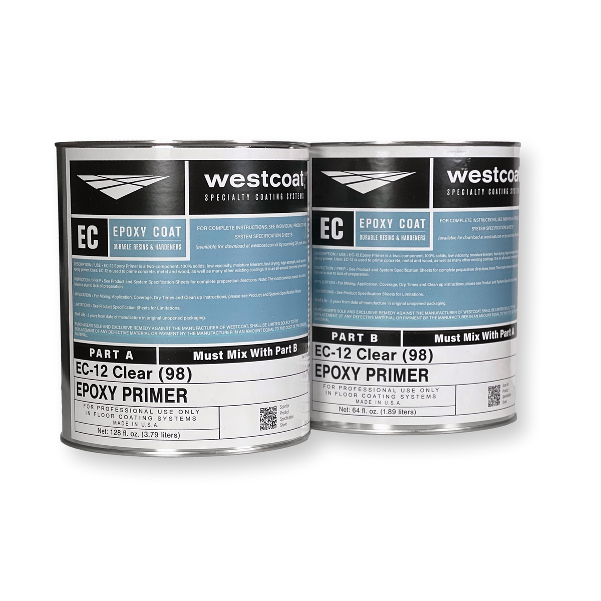 Westcoat EC12 100 Solids CLEAR Epoxy Primer 1.5 Gallon Kit
