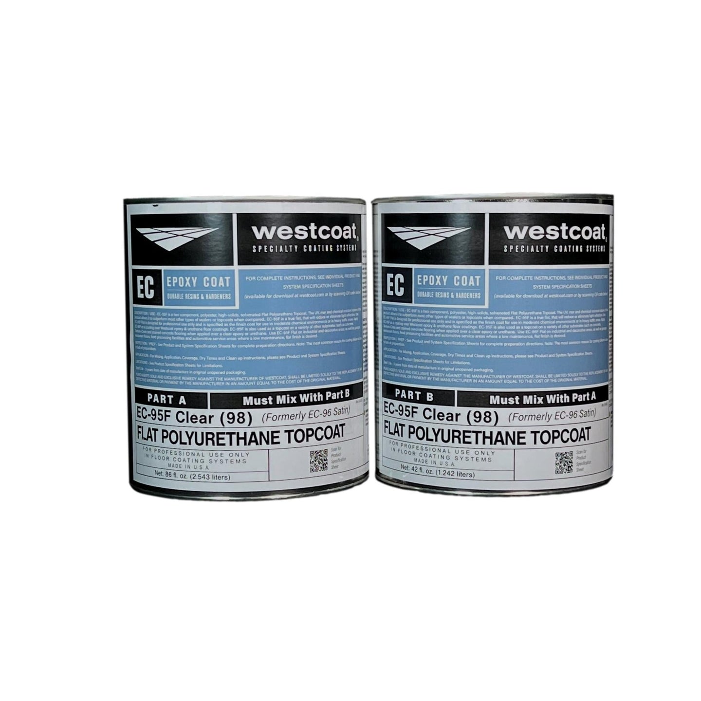 Westcoat EC-95 Clear Polyurethane Topcoat - 1 Gallon Kit